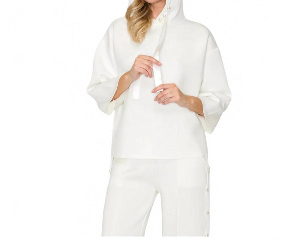 NEW JOH francine french scuba hoodie in white